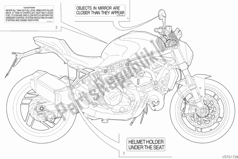 All parts for the Positioning Plates of the Ducati Monster 821 USA 2020